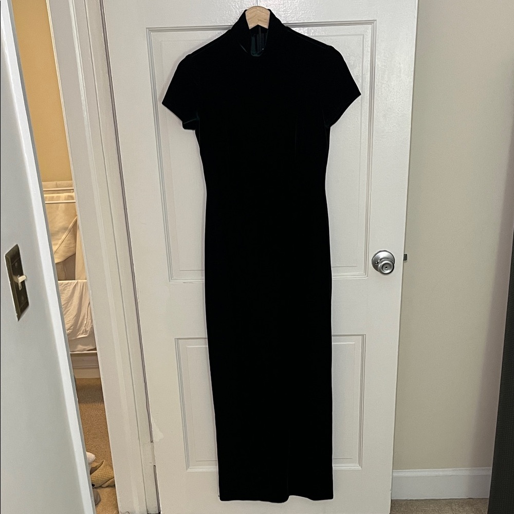 Emerald velvet dress mock neck holiday party or wedding